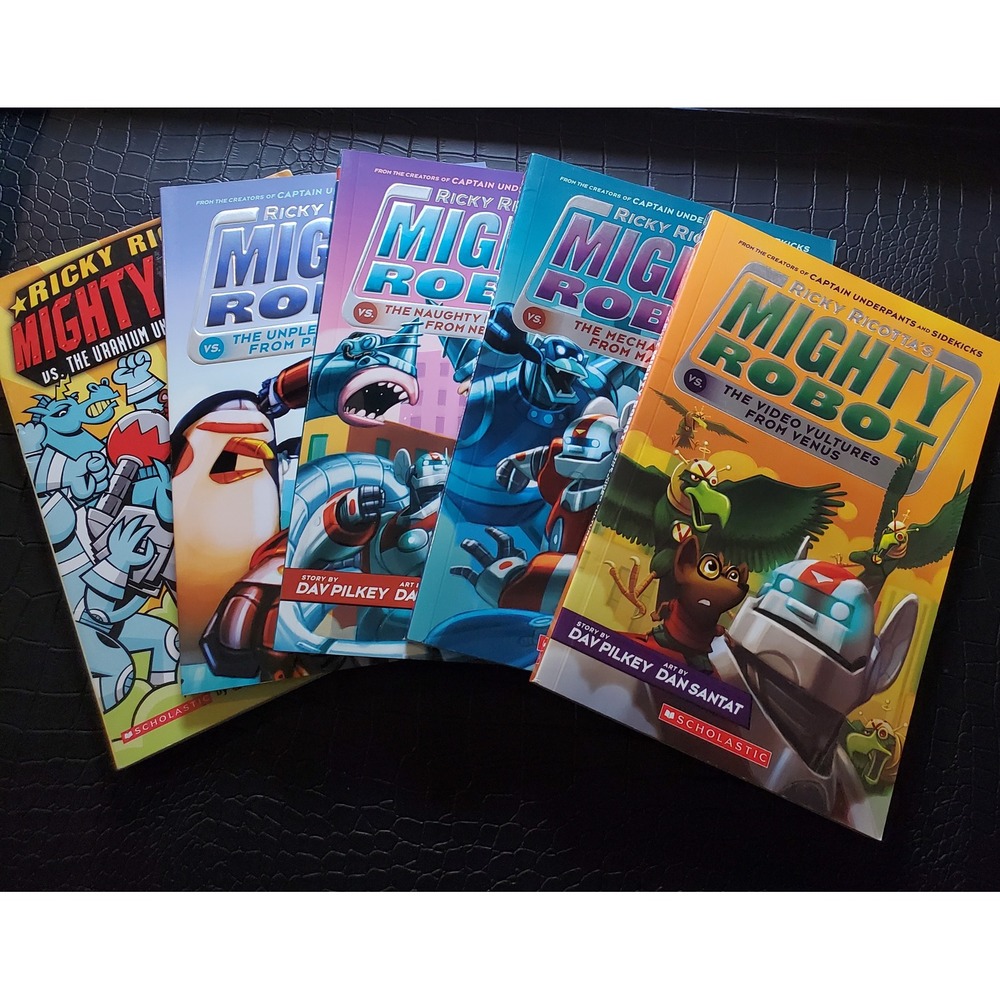 Ricky Ricotta's Mighty Robot Dav Pilkey Scholastic Book Lot of 5 Books 3 4 7 8 9